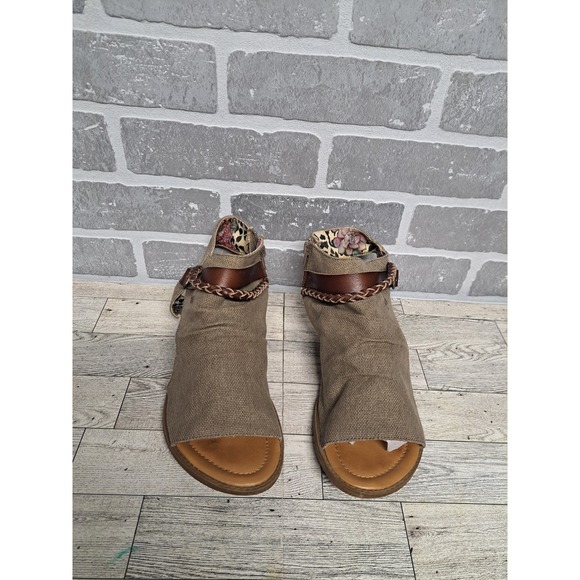 Blowfish Malibu Shoes Womens Beige Tan Canvas Open Toe Sandal Buckle Zip Size 11 - Picture 1 of 13